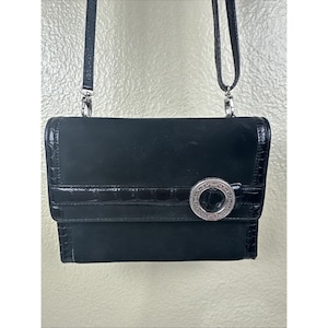 Brighton Central Park Black Crossbody Bag With Organizer Suede Black Trim EUC image 1
