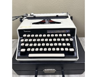Remington Monarch 1 Typewriter Sperry Rand Portable Wht W Case Mid Century Rare