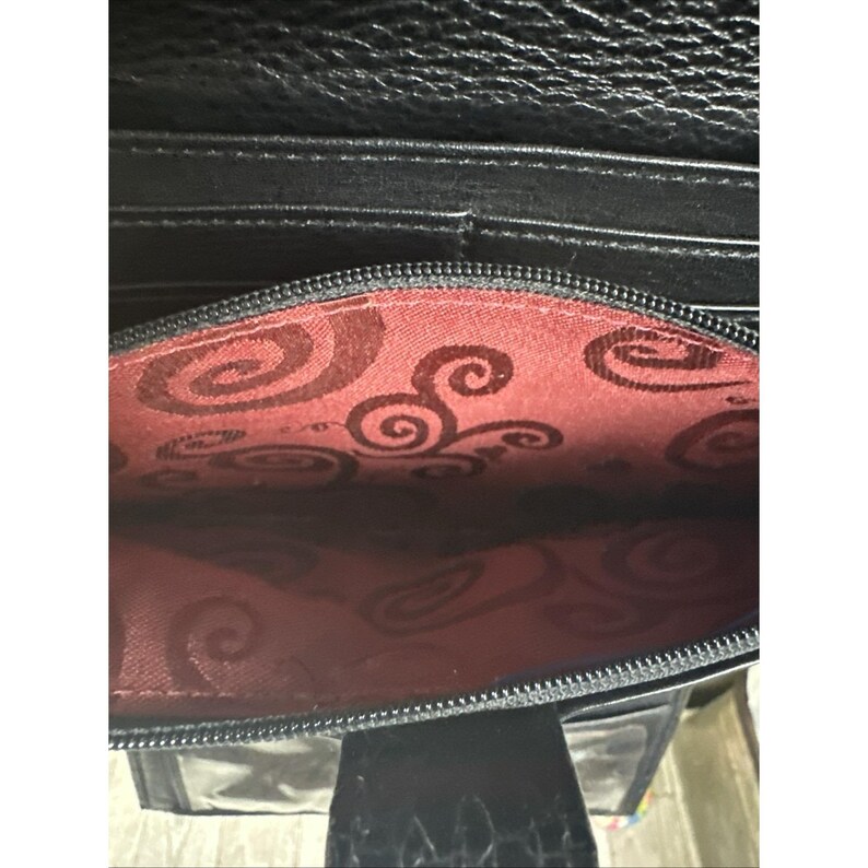 Brighton Central Park Black Crossbody Bag With Organizer Suede Black Trim EUC image 8