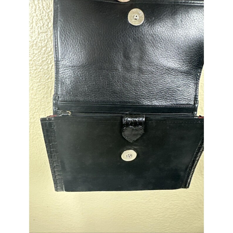 Brighton Central Park Black Crossbody Bag With Organizer Suede Black Trim EUC image 5