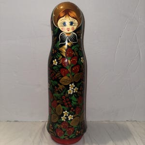 Vtg Russian Hand Painted Nesting Doll Vodka Bottle Holder 13"Tall Matryoshka