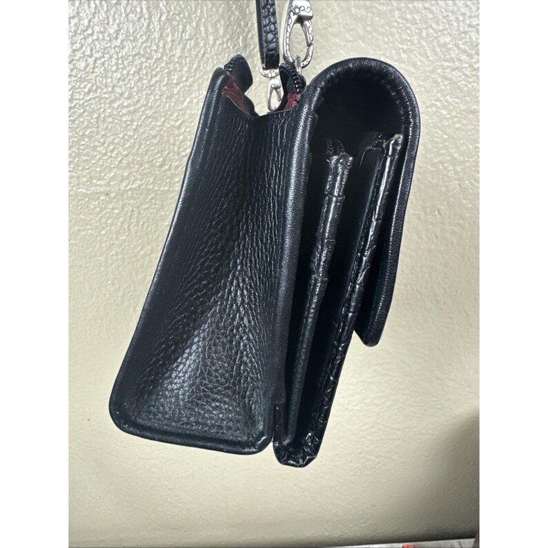 Brighton Central Park Black Crossbody Bag With Organizer Suede Black Trim EUC image 15