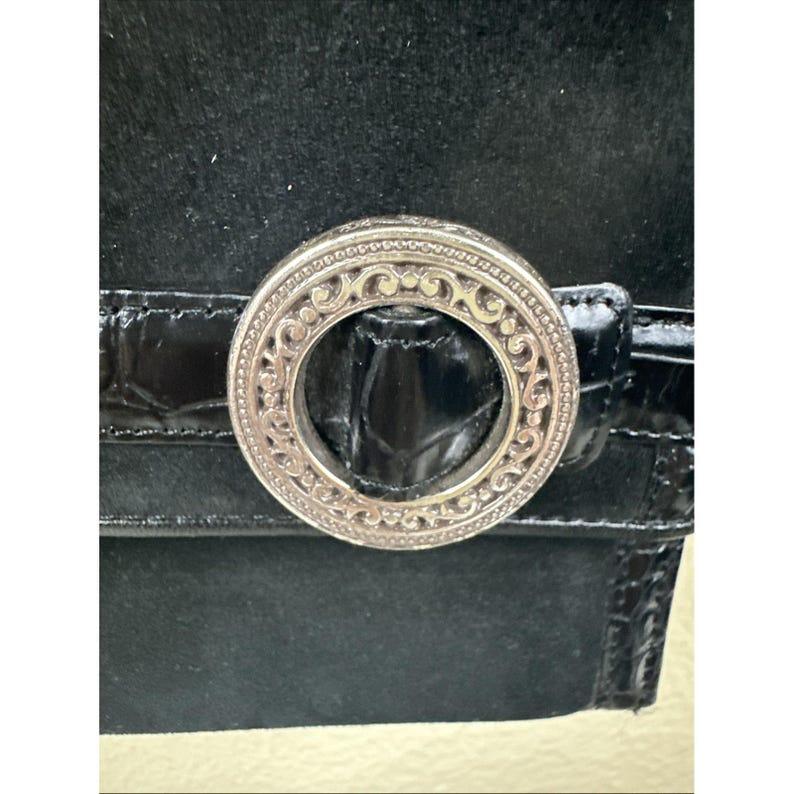 Brighton Central Park Black Crossbody Bag With Organizer Suede Black Trim EUC image 4
