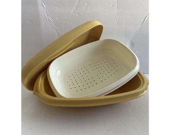 Vintage Tupperware Ernte Gold Mikrowelle Dampfer 3er Set 1273-2 1274-6 1275