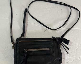 Mini Crossbody Wristlet Black Faux Leather Bronze Purse Cute 5 Pockets Y2K