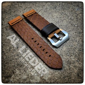 Tobacco color leather watch strap handmade