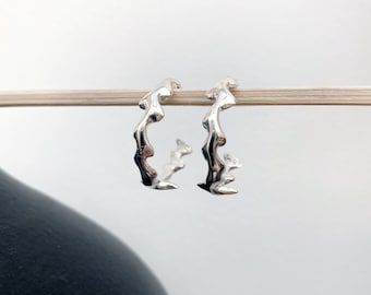 Sterling Silver Melted Wave Hoop Earring