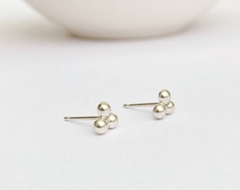 Sterling Silver Granulated 3 Ball Studs