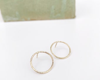 9ct Yellow Hammered Halo Earrings