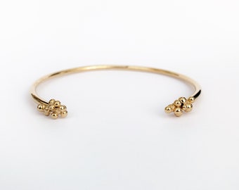 Gold Vermeil Cuff Bangle/Gold Open Bangle/Boho Jewellery/Granulated Bangle