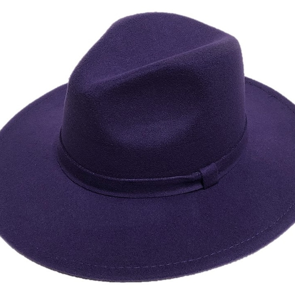 Purple Fedora Panama Upturn Wide Brim Cotton Blend Felt Women & Men Hat