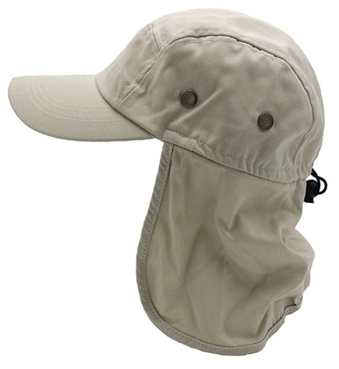 Cream Unisex Hat Sun Visor Cap Hat Outdoor UPF 50 Sun Protection With Ear Neck Flap Cover for