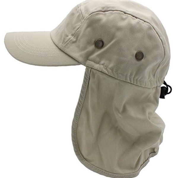 Cream Unisex Hat Sun Visor Cap Hat Outdoor UPF 50 Sun Protection with Ear Neck Flap Cover for Cycling  Hiking Camping Fishing