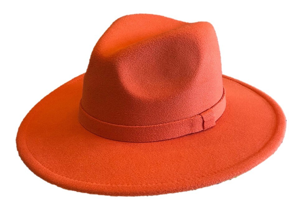 Orange Fedora Panama Upturn Wide Brim 