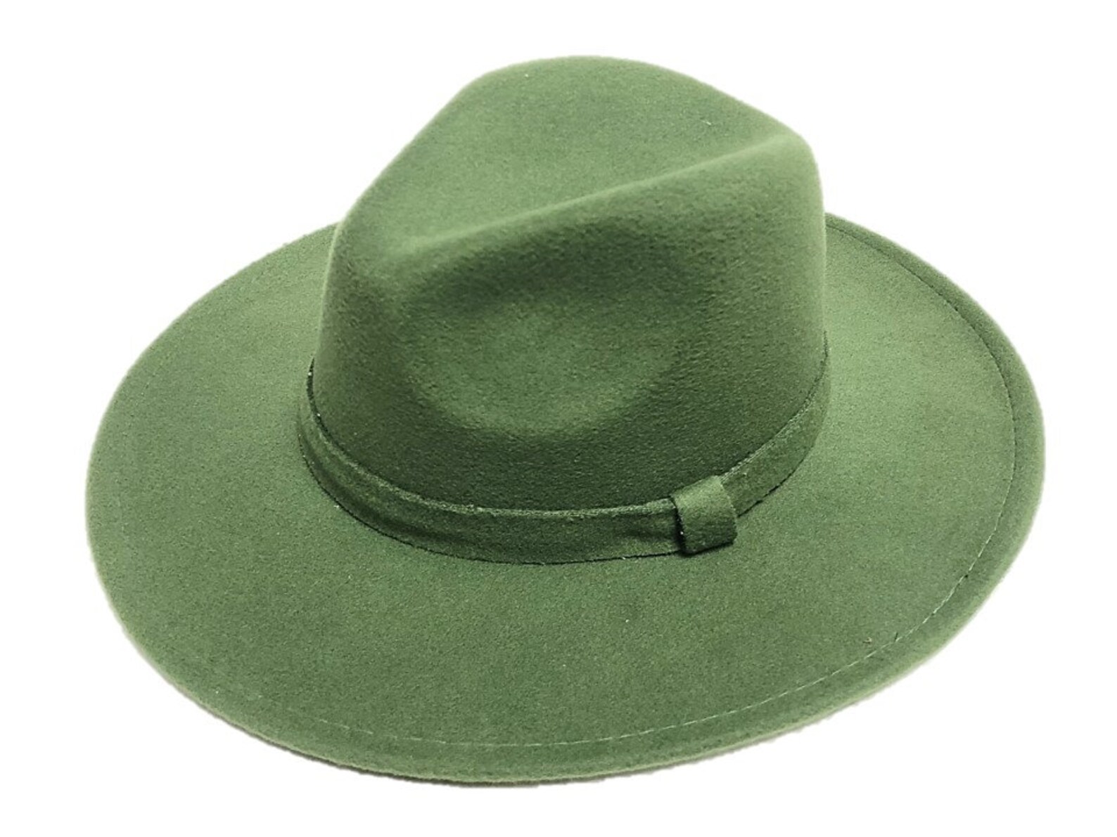 Dark Green Fedora Panama Upturn Wide Brim Cotton Blend Felt Etsy