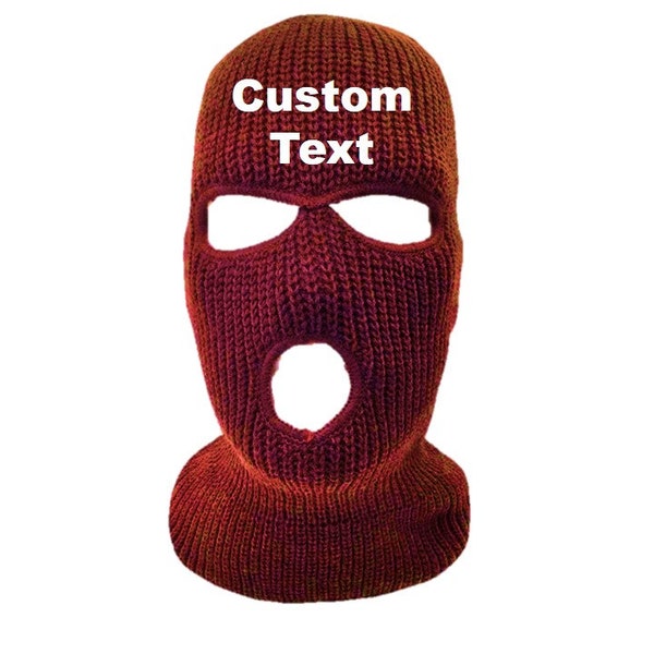 Burgundy Face Neck Ski Mask Balaclava Outdoor Sport Warm 3 Hole Full Face OSFM Custom Text