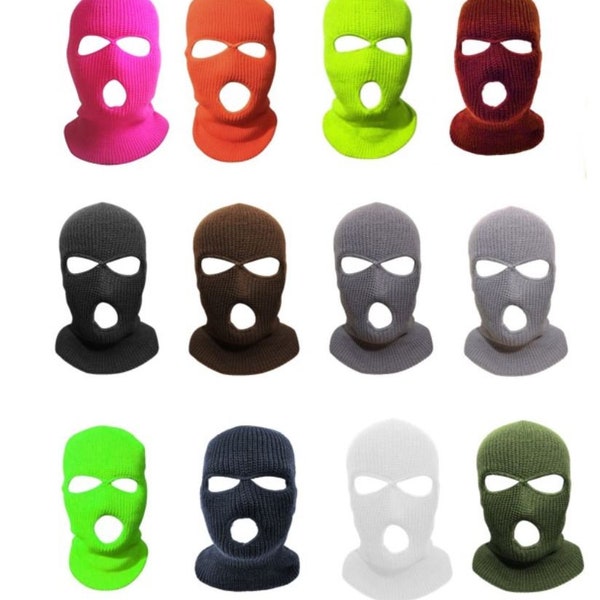 3 Hole Ski Mask Face Neck  Balaclava Outdoor Sport Warm 3 Hole Full Face OSFM Custom Text