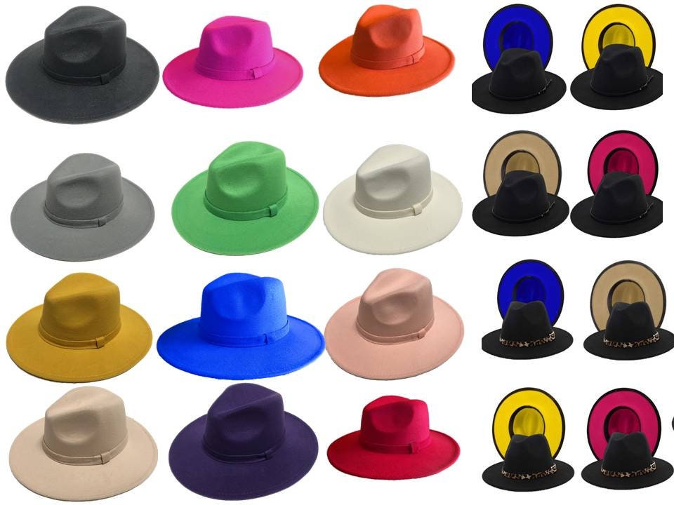 Fedora Panama Upturn Wide Brim Cotton Blend Felt Hat Single - Etsy