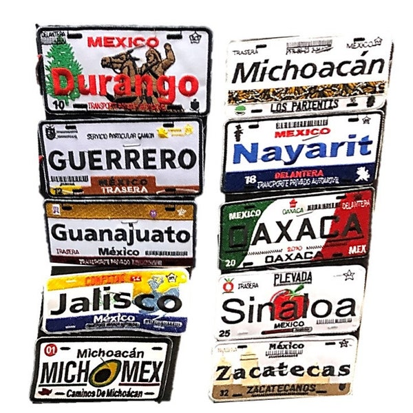 Mexico States Car License Plate Style Embroidery Patch Iron Custom