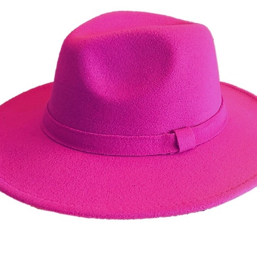 Hot Pink Fedora Panama Upturn Wide Brim 