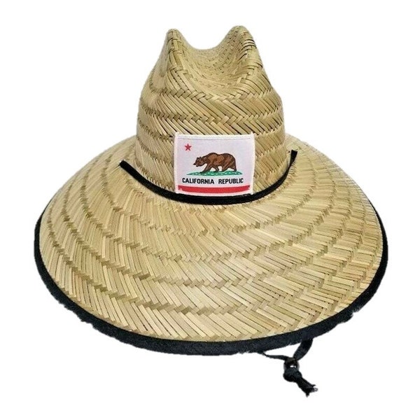 Straw California Republic Bear Big Brim Hat Beach Ranch Cowboy Upbrim Style Sun Men or Women