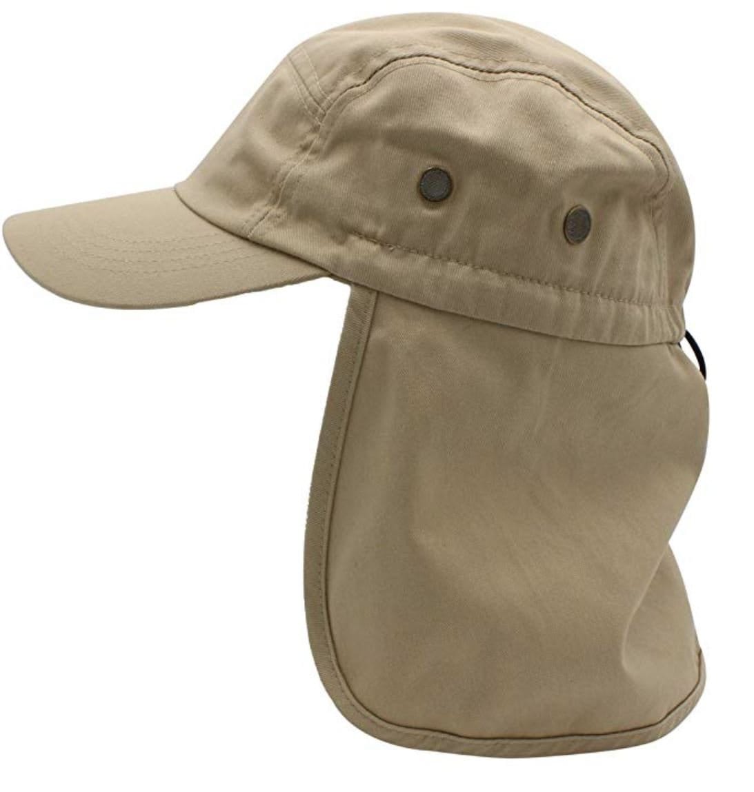 Khaki Unisex Hat Sun Visor Cap Hat Outdoor UPF 50 Sun Protection With Ear Neck  Flap Cover for Cycling Hiking Camping Fishing 