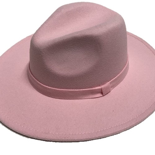 Pink Fedora Panama Upturn Wide Brim 