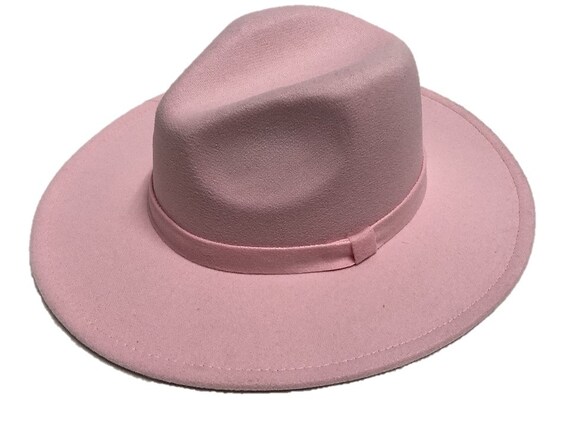 Pink Fedora Panama Upturn Wide Brim 