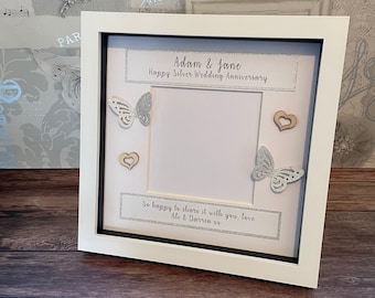 Silver wedding photo frame, 25th wedding anniversary gift