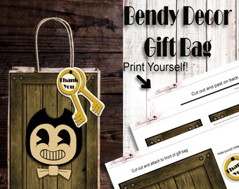Bendy and the Ink Machine Gift Bag, Bendy Birthday gift bag, Bendy birthday party decor, Birthday gift bag, Bendy birthday party