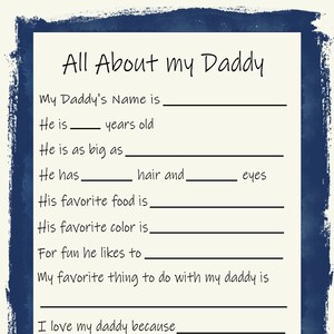 Alles over mijn vader, afdrukbaar Vaderdag, verjaardagscadeau voor vader, afdrukbaar Vaderdagcadeau, vaderdagcadeau van kinderen