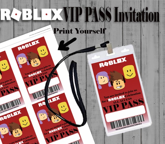 Roblox Vip Pass Invititation Roblox Birthday Party Video Etsy - roblox vip server names