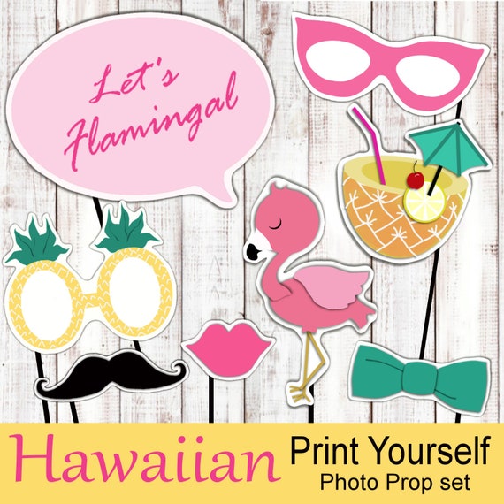 Flamingo Party Photo Booth Props Flamingo Birthday Hawaiian Etsy - roblox happy birthday flamingo