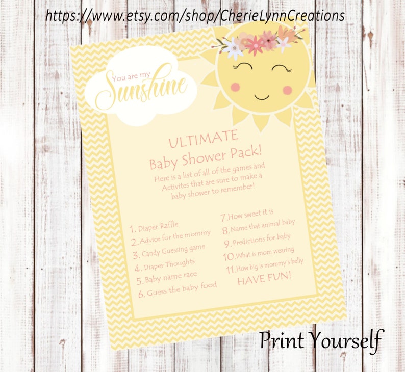 Sunshine decor Sunshine Baby shower Baby Shower decor Baby Shower Ultimate Baby Shower Pack You are my sunshine baby shower