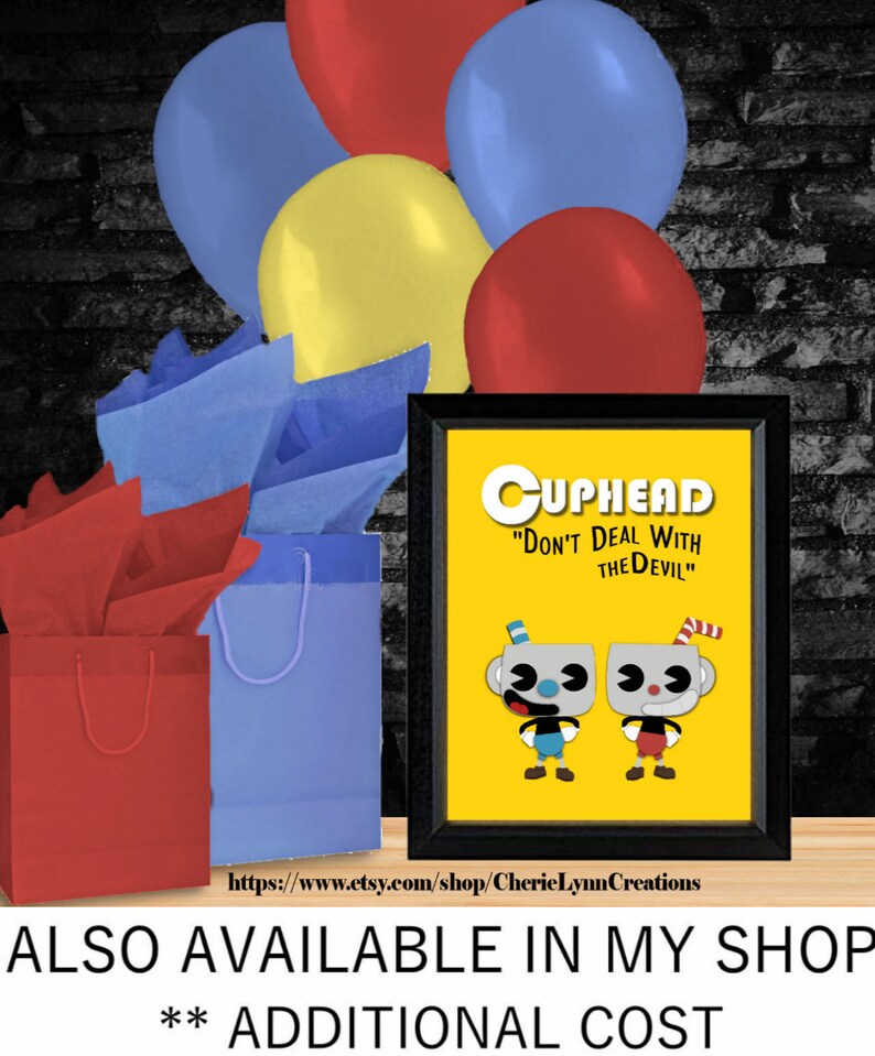 Cuphead birthday Cuphead Cupcake toppers Video game | Etsy