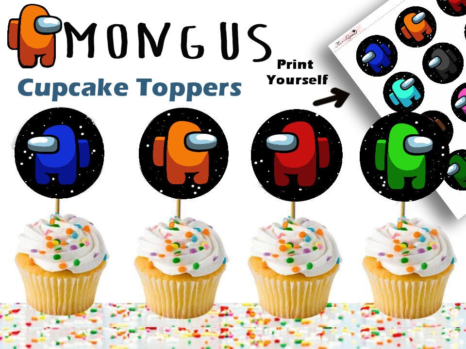 Among Us Birthday Among Us Cupcake Toppers Among Us Etsy