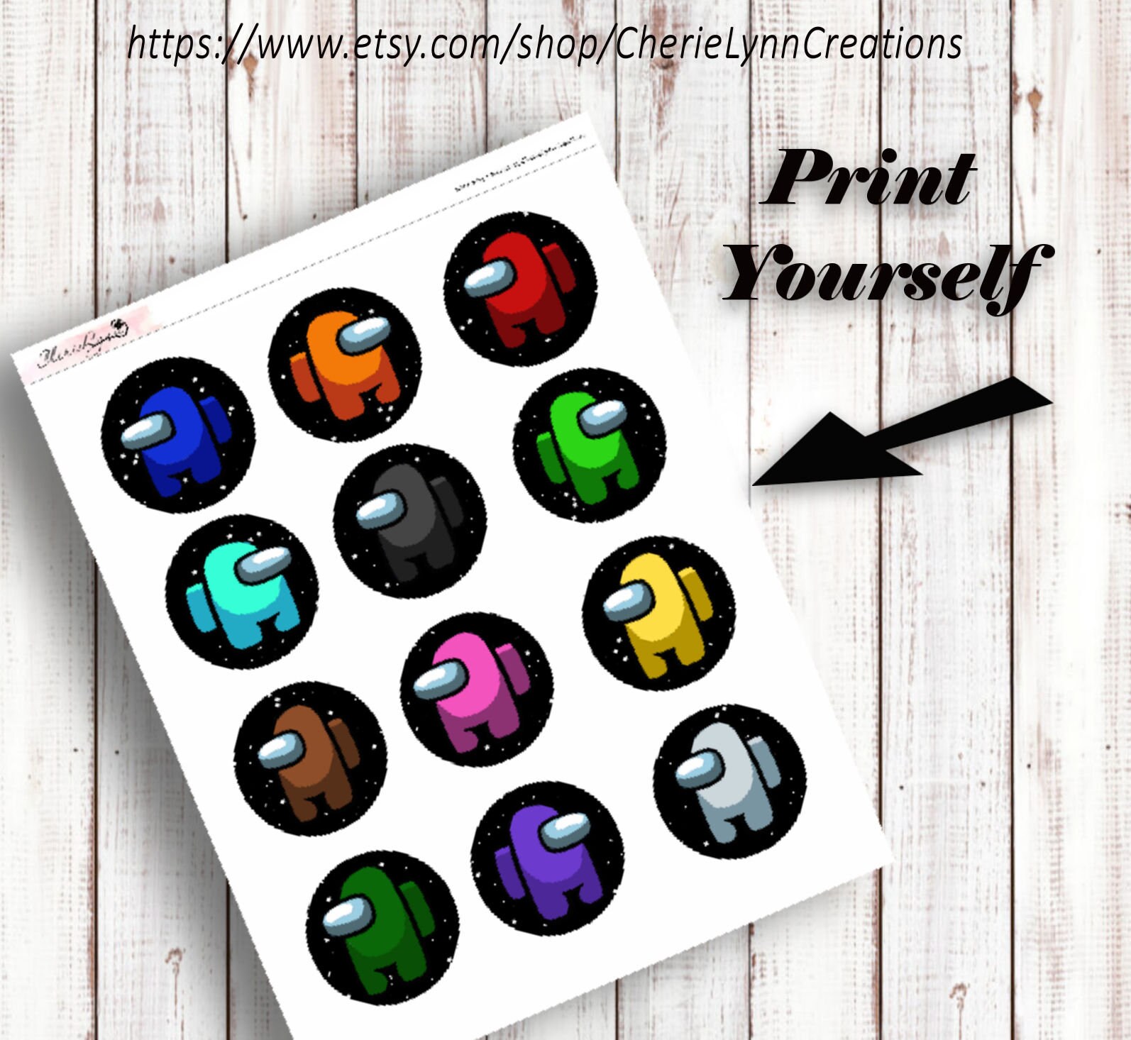 Among Us Birthday Among Us Cupcake Toppers Among Us Etsy