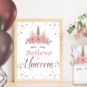 Believe in Unicorns, Unicorn Birthday, Unicorn Party decor, Unicorn Birthday party,  Unicorn sign, Unicorn Printable