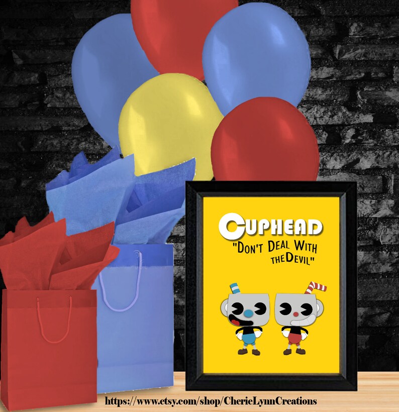 Cuphead Birthday Cuphead Party Sign Video Game Birthday Cuphead Party Decor Cuphead Printable Video Game Cuphead Game Dan Tdm - 