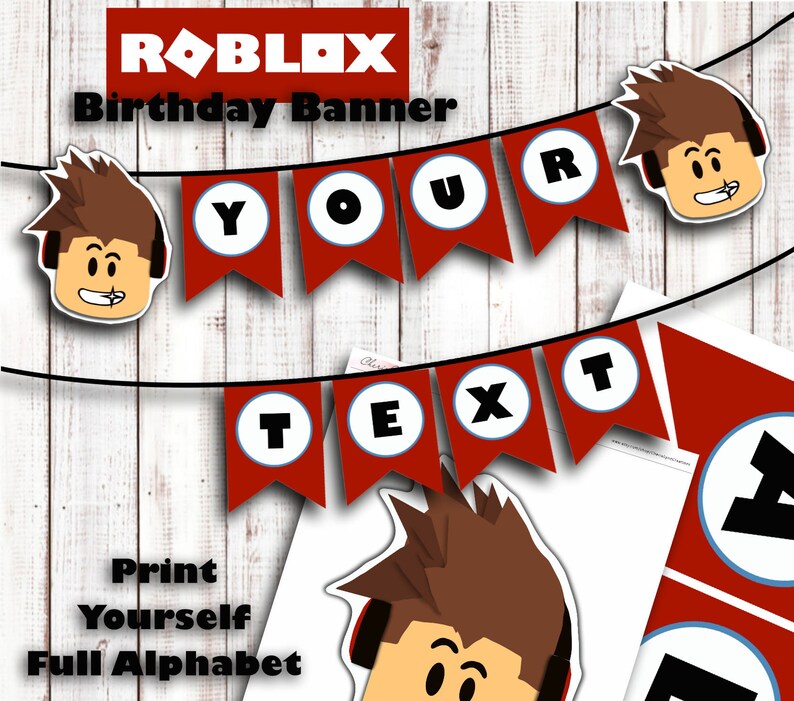 Roblox Birthday Robox Birthday Banner Video Game Birthday Roblox Party Decor Roblox Printable Video Game Roblox Game - 