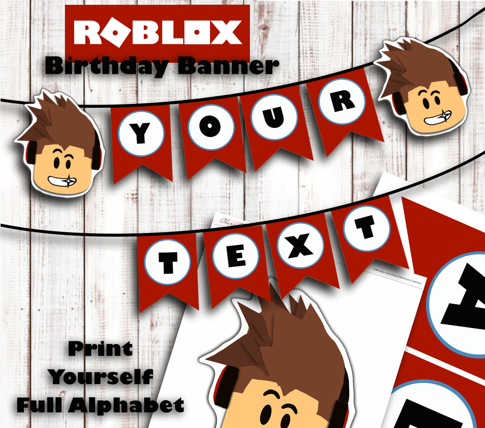 Roblox Birthday Robox Birthday Banner Video Game Birthday Etsy - roblox game copy