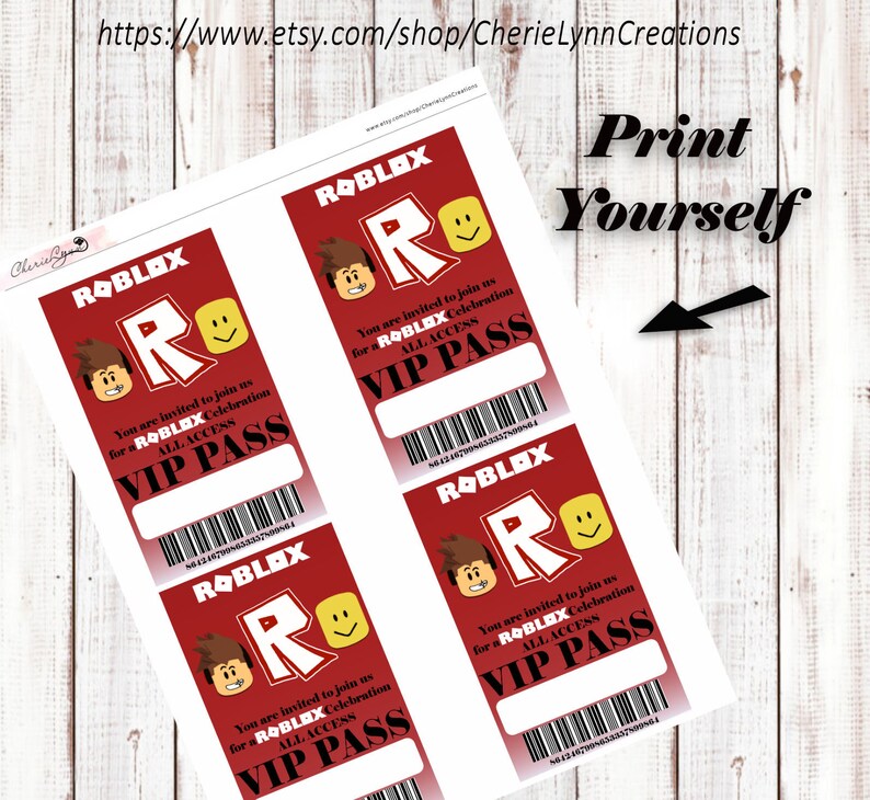 Roblox Birthday Roblox Vip Pass Invitation Roblox Printabe Etsy - image 0 image 1