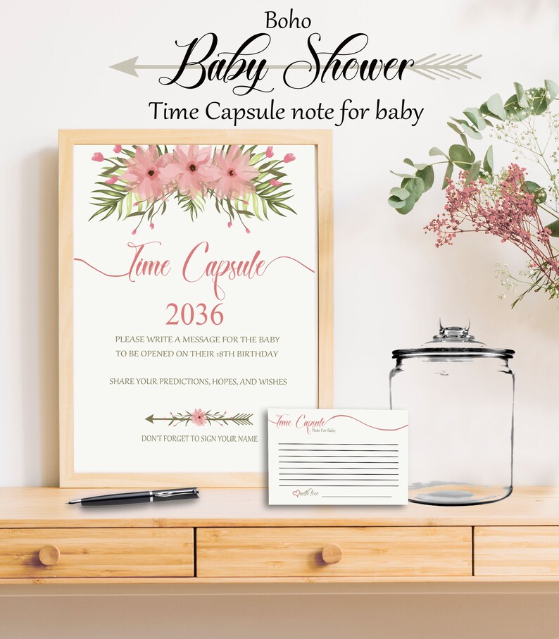 Boho Baby Shower Time Capsule Baby Shower Time Capsule Pink Etsy