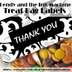 Bendy and the Ink Machine Treat bag labels, Bendy Birthday, Bendy Treat bags, Bendy Birthday decor, Bendy Printable Treat Bag, Bendy