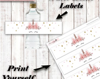 Unicorn Water Bottle Labels, Unicorn Birthday, Unicorn printables, Unicorn decor, Unicorn Party, Unicorn Birthday party, Unicorn, Birthday