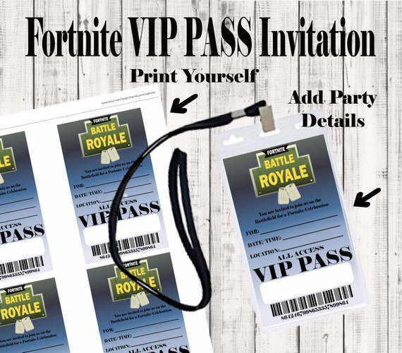 Fortnite Birthday Fortnite VIP PASS Invitation Fillable | Etsy