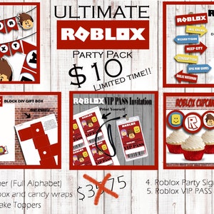 Roblox Birthday Ultimate Girl Roblox Party Pack Roblox Etsy - roblox vip card