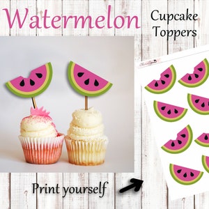 Watermelon birthday, Watermelon cupcake toppers, Watermelon Party Decor, Watermelon printable, Melon brithday. Watermelon