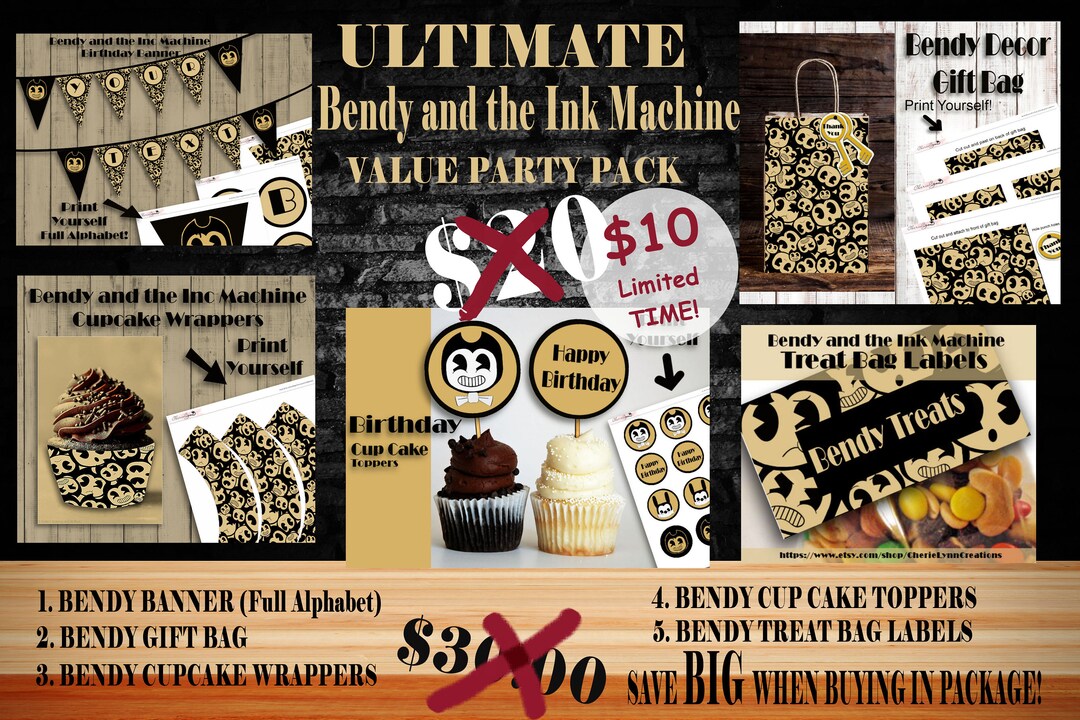 Bendy and the Ink Machine, Printable Bendy ULTIMATE PACKAGE, Favor Bag ...