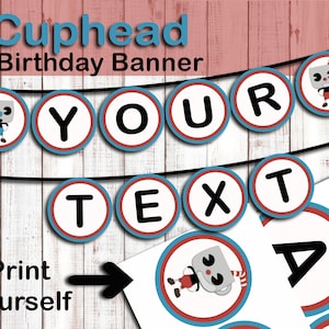 Cuphead Geburtstag, Cuphead Geburtstag Banner, Videospiel Geburtstag, Cuphead Party Dekor, Cuphead druckbar, Videospiel, Cuphead Spiel
